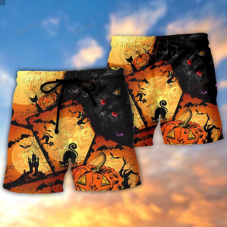 Halloween Black Cat Enjoy Halloween Beach Short