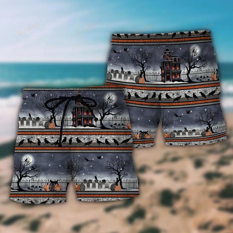 Halloween Spooky Night Border Beach Short