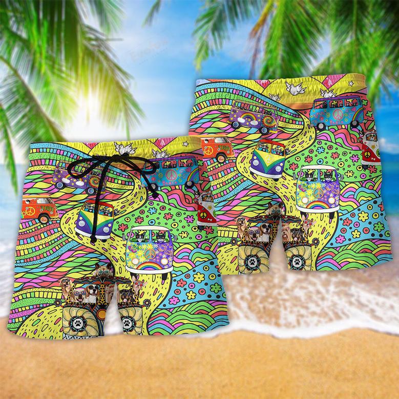 Hippie Dogs And Cats Peace Life Beach Short