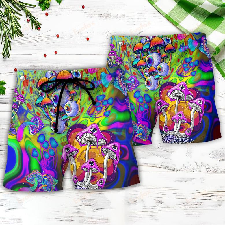 Hippie Mushroom Stay Trippy Little Hippie Colorful Beach Short