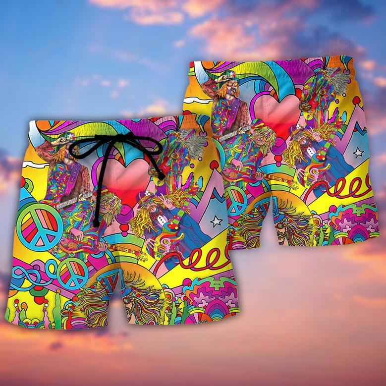 Hippie Music Guitar Psychedelic Musician Beach Short