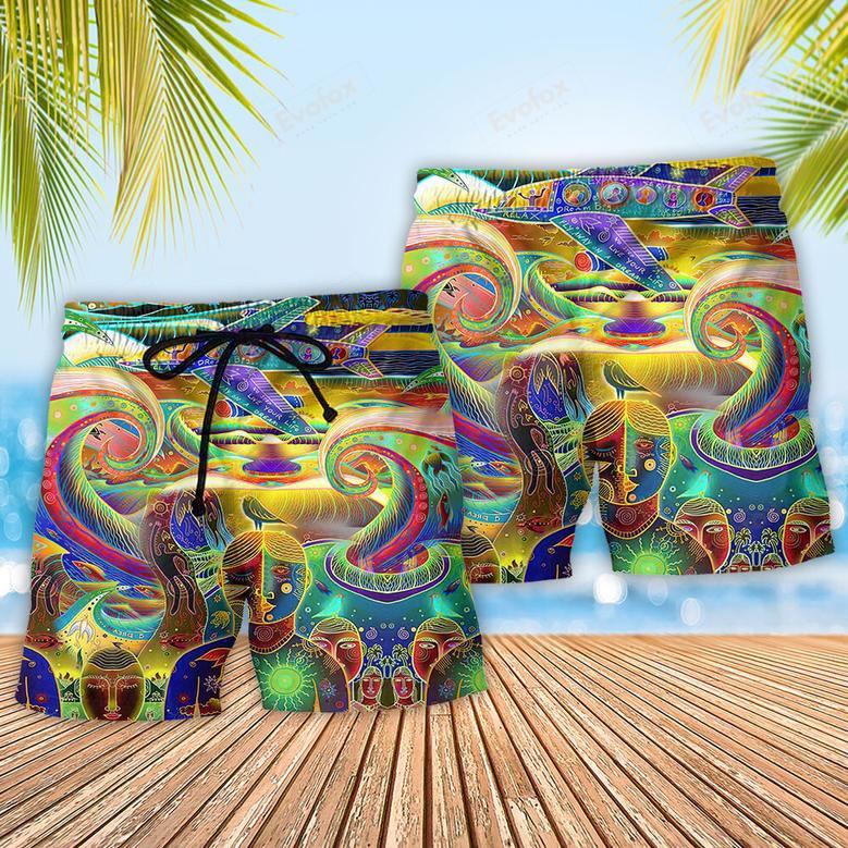 Hippie Peace Life Color Style Beach Short