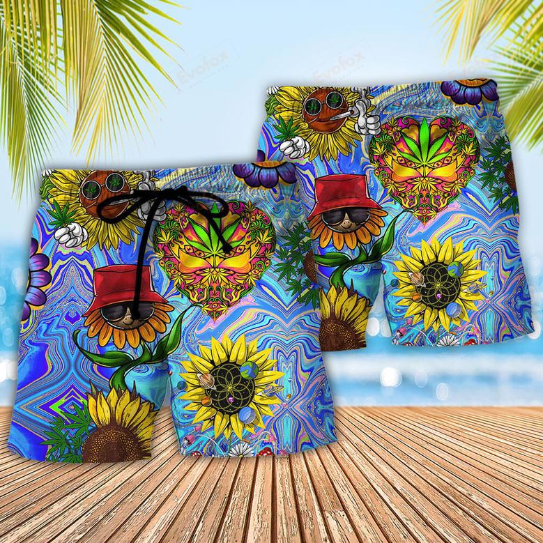 Hippie Sunflowers Stay Trippy Little Hippie Beach Short