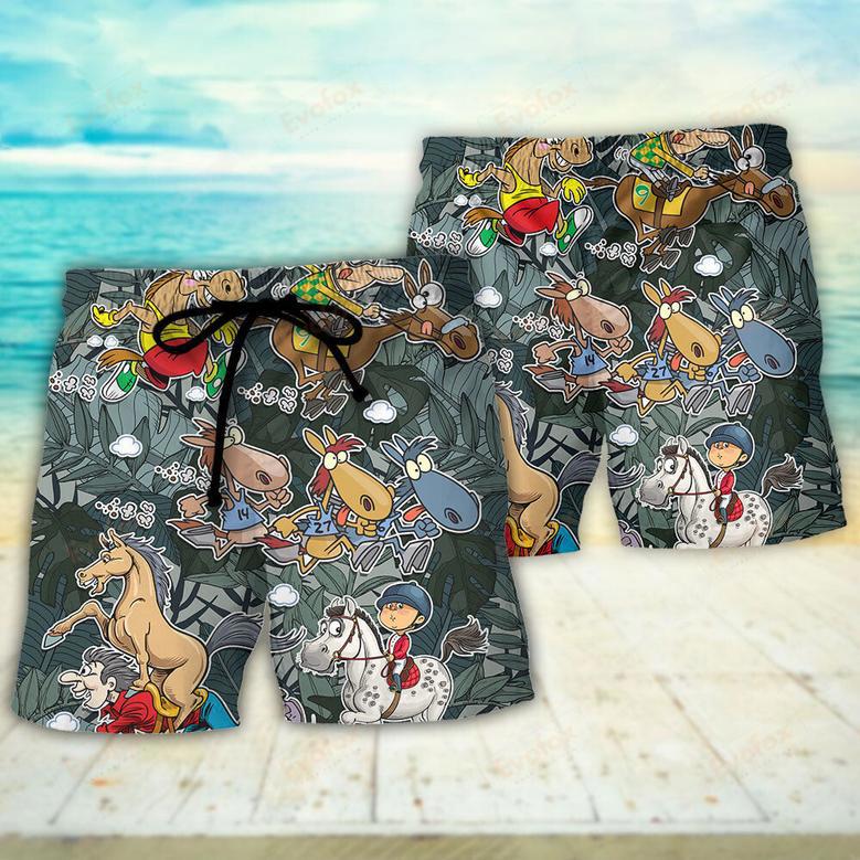 Horse Funny Racing Funny Art Beach Short