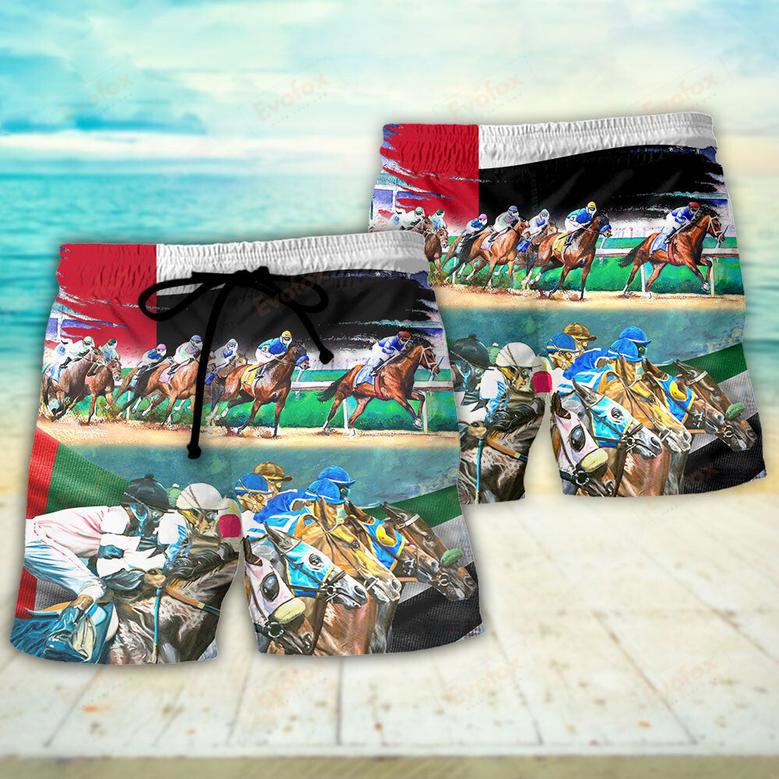 Horse UAE Flag Horse Racing Amazing Seat Lover Art Beach Short