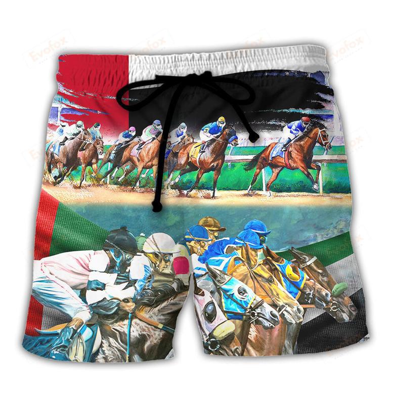 Horse UAE Flag Horse Racing Amazing Seat Lover Art Beach Short