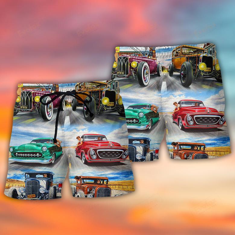 Hot Rod Racing Lover Cool Art Style Beach Short