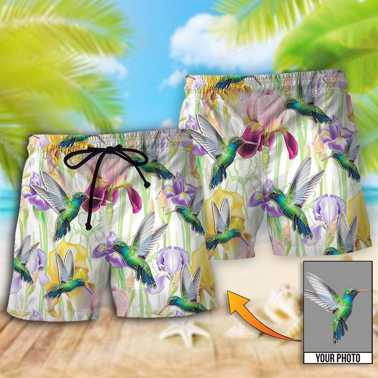 Hummingbird Flower Art Beautiful Custom Photo Beach Short