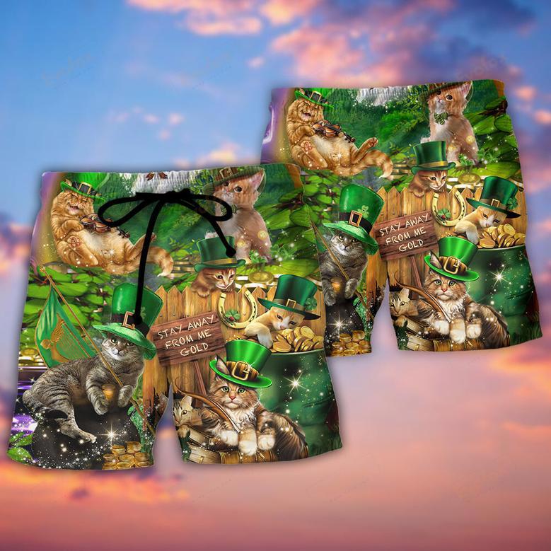 Irish Cat Happy St Patrick's Day Beach Short