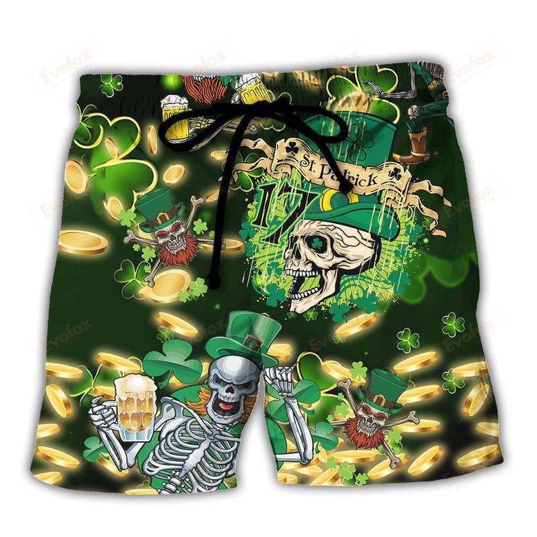 Irish Green Skull Love Beer Beach Short