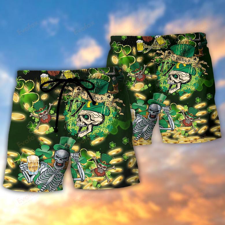 Irish Green Skull Love Beer Beach Short