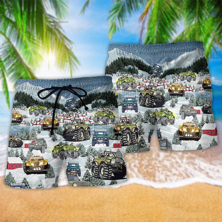 Jeep Party Merry Christmas Night Beach Short