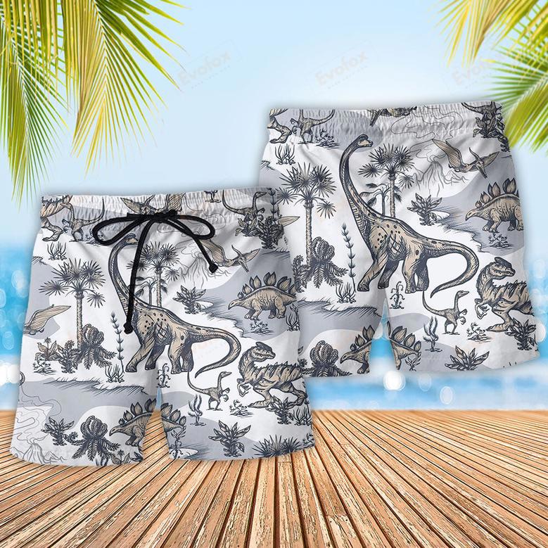 Jurassic Dinosaur Art Style Beach Short