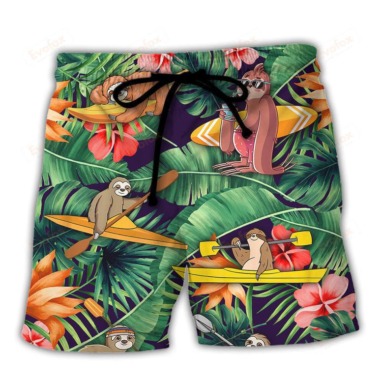 Kayaking Funny Sloth Playing Kayaking Gets Me Wet Tropical Kayaking Lover Beach Short