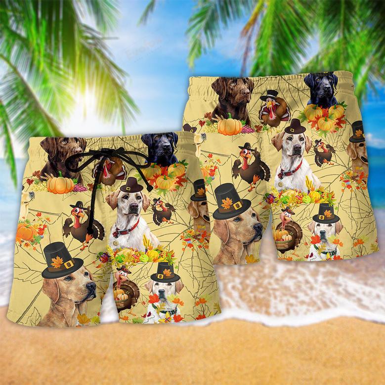 Labrador Retriever Dog Thanksgiving With Labrador Retriever Beach Short