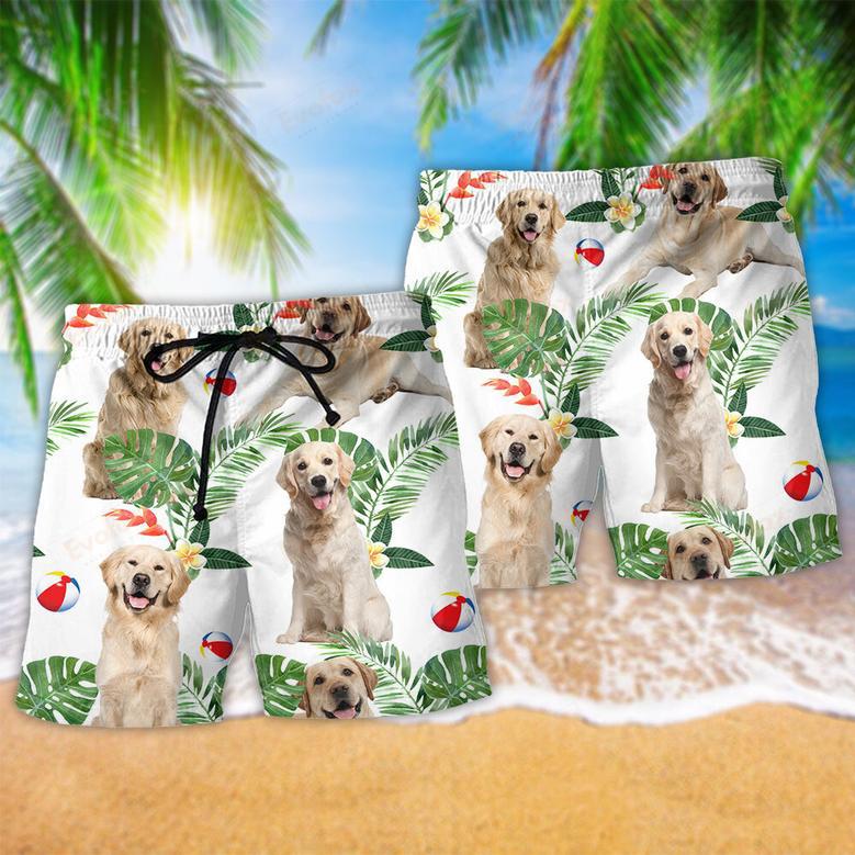 Labrador Retriever Dog Tropical Leaf Cute Style Beach Short