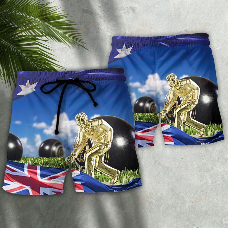 Lawn Bowling The Flag Fly With Wind In Australia Beach Short