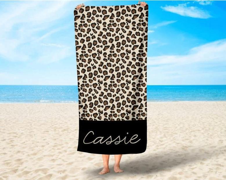 Leopard Bridesmaid Personalized Beach Towels Perfect Bachelorette Party Gift