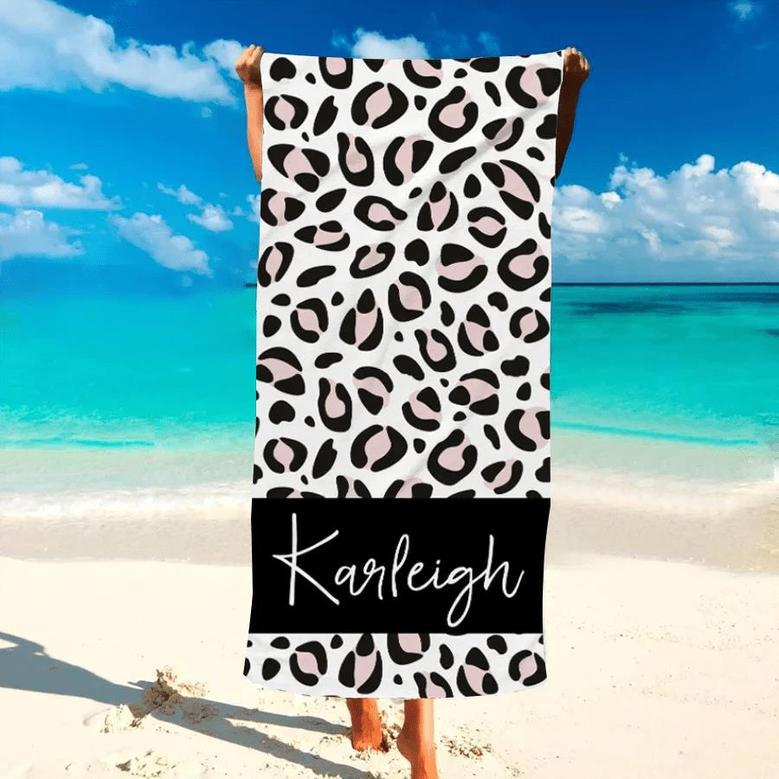 Leopard Bridesmaid Personalized Beach Towels Perfect Bachelorette Party Gift