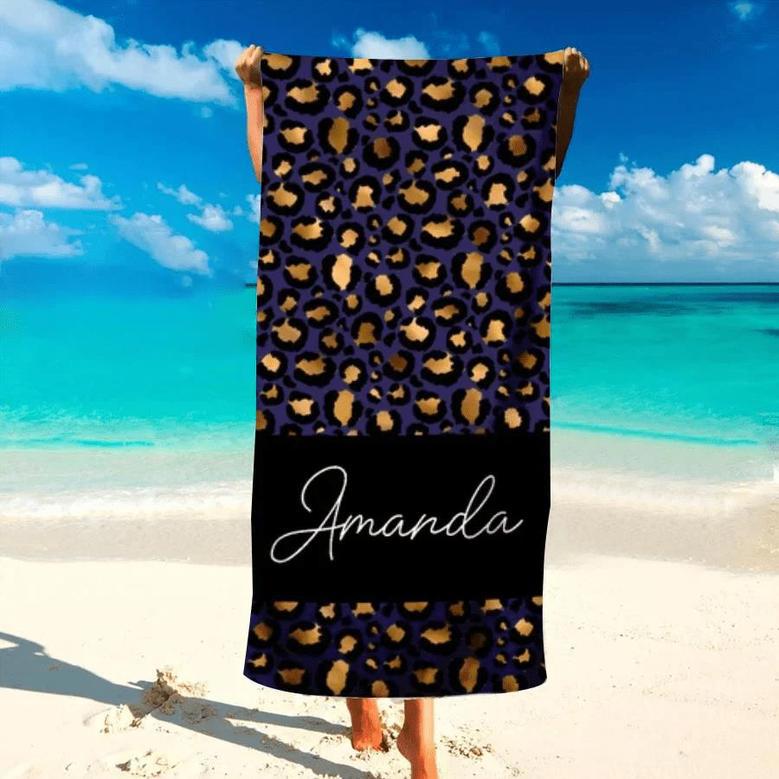 Leopard Bridesmaid Personalized Beach Towels Perfect Bachelorette Party Gift