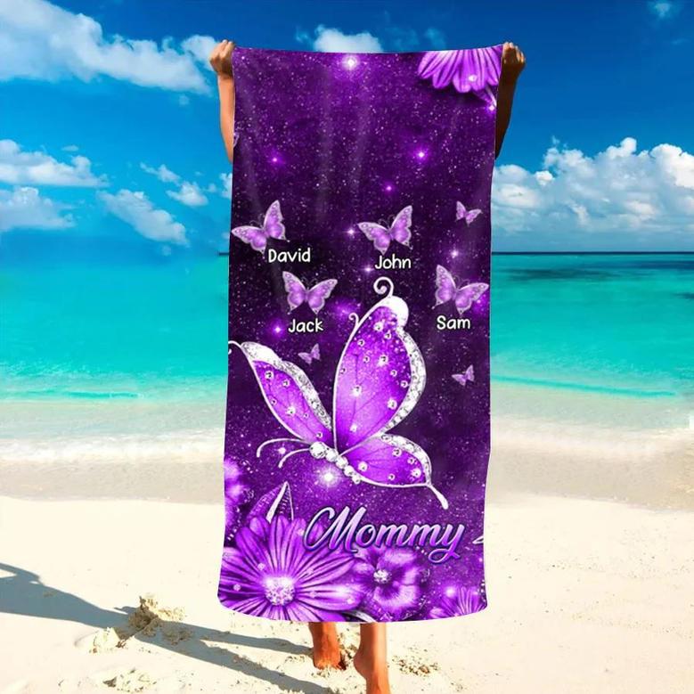 Leopard Grandma Heart Butterflies Colors Personalized Beach Towels