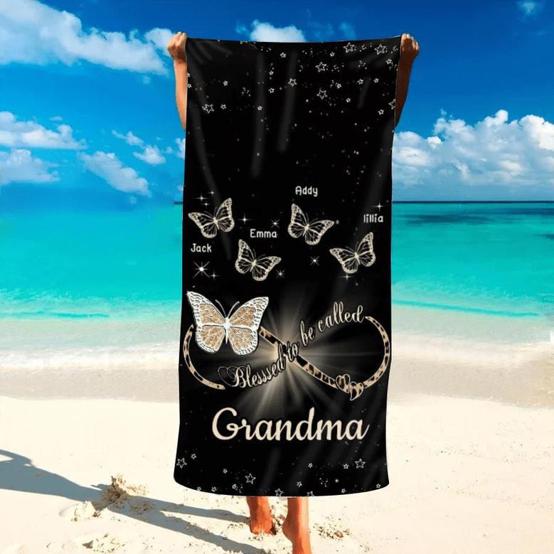 Leopard Grandma Heart Butterflies Colors Personalized Beach Towels