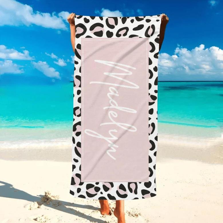 Leopard Pattern Personalized Beach Towels Monogrammed Unique Gift