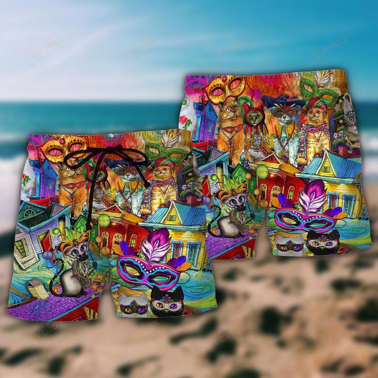 Mardi Gras Prom Lets Go Down Street With Cats Celebrate The Mardi Gras Festival Beach Short