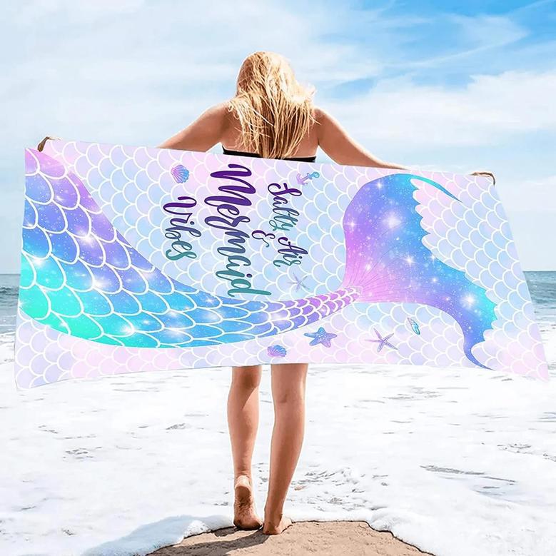 Mermaid Tail Design Girls Personalized Summer Beach Towels