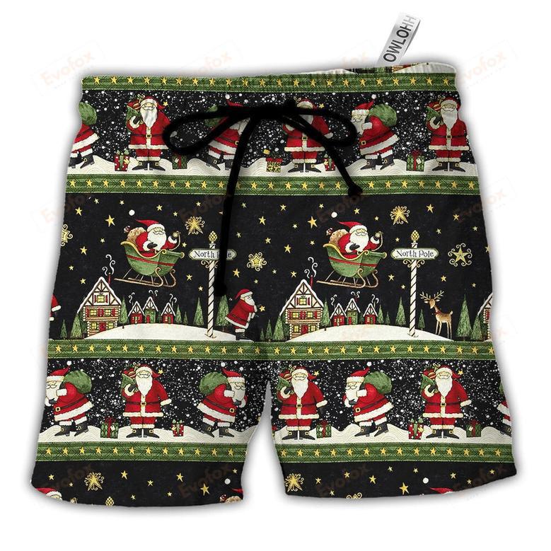 Merry Christmas Santa Claus Big Night Beach Short