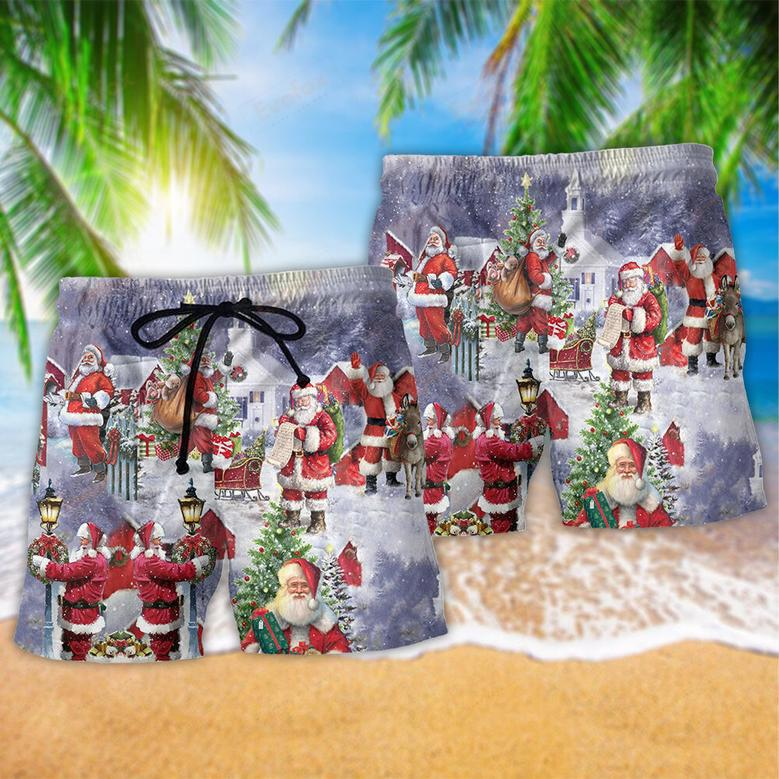 Merry Xmas Santa Claus Is Coming Beach Short