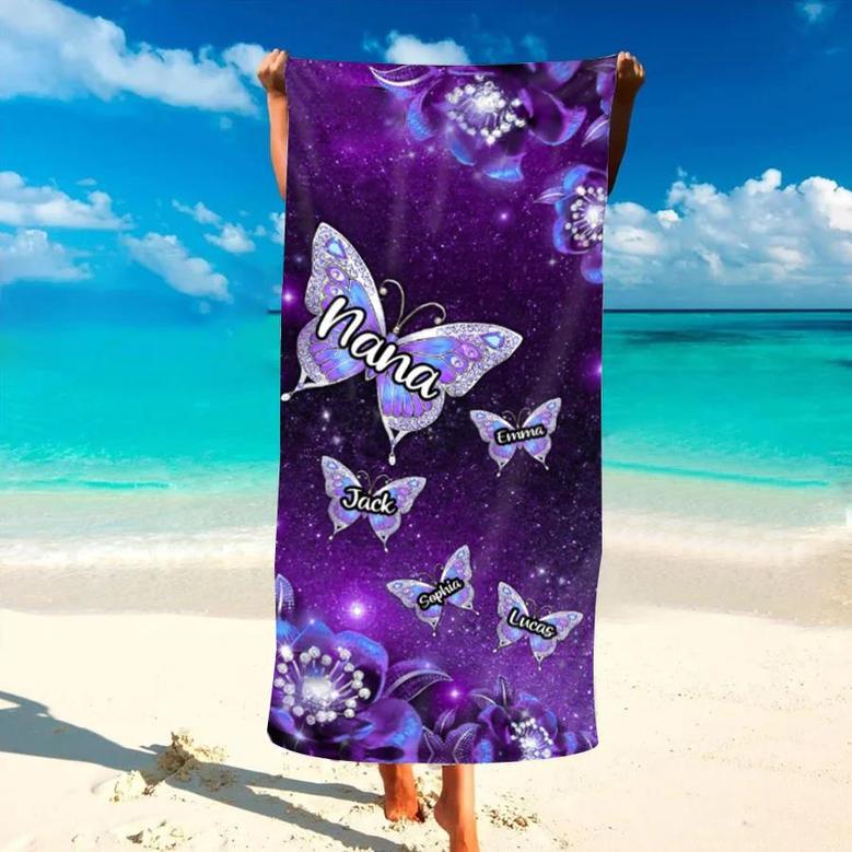 Mimi Grandkids Personalized Lovely Beach Towels Unique Summer Gift