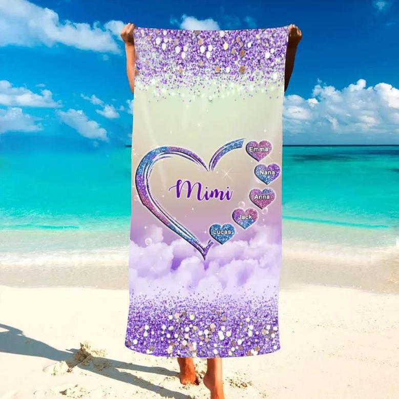 Mimi Sweet Heart Kids Personalized Beach Towels Perfect Summer Gift