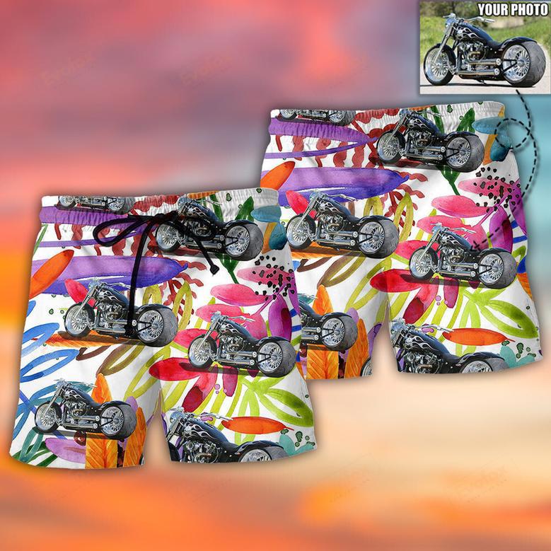 Motorcycle My Sweet Lover Custom Photo Beach Short