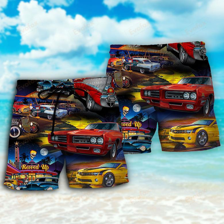 Muscle Car Family Art Beach Short