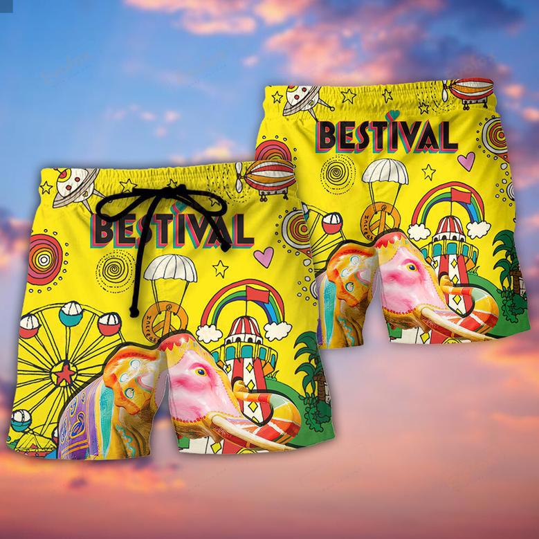 Music Bestival In My Heart Amazing Festival Colorful Style Beach Short