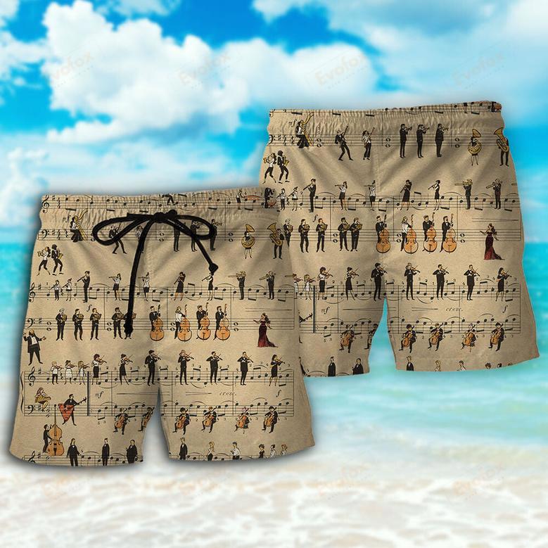 Music Note Retro Music Lover Beach Short