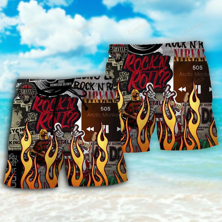 Music Rock Music Red Flame Beach Short