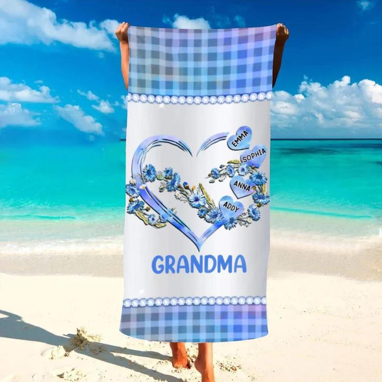 Nana Mom Heart Infinite Love Personalized Beach Towels Summer Gift