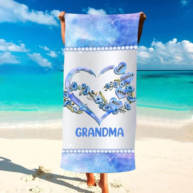 Nana Mom Heart Infinite Love Personalized Beach Towels Summer Gift