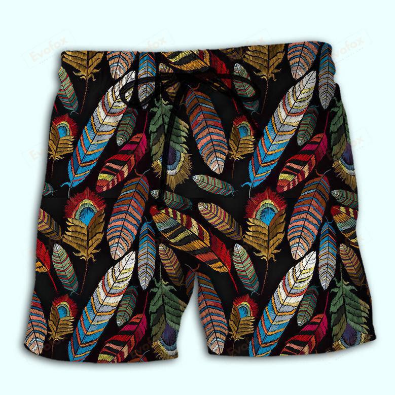 Native Beautiful Feather Color Beach Short