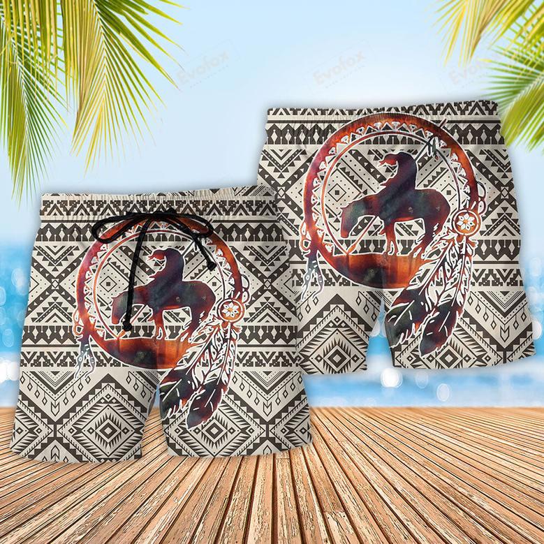 Native Style Love Peace Cool Horse Beach Short