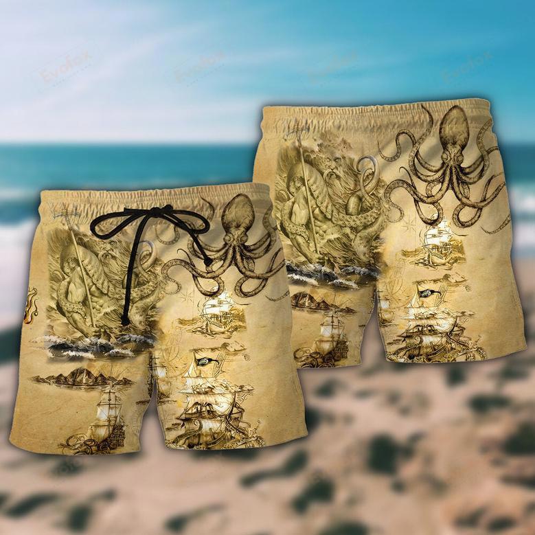 Octopus Amazing And Sail Retro Beach Short