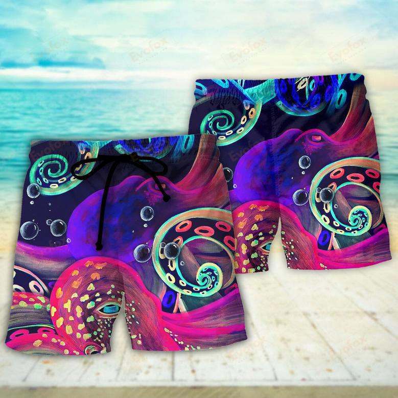 Octopus Neon Under The Sea Beach Short