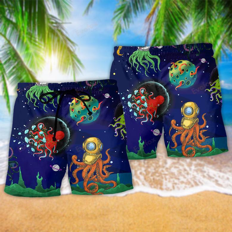 Octopus Space Mysterious Galaxy Beach Short