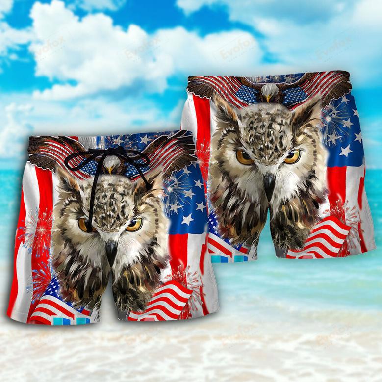 Owl America Independence Day Beach Short