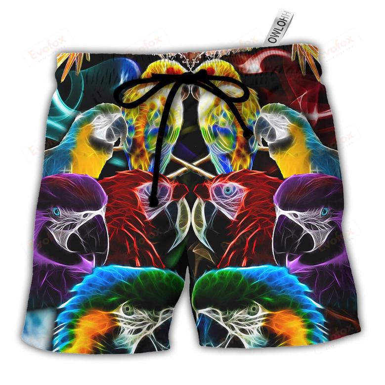 Parrot Wild Animal Neon Colorful Beach Short