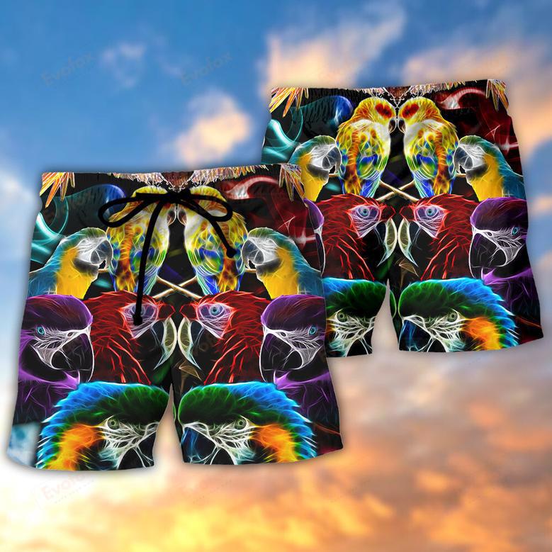 Parrot Wild Animal Neon Colorful Beach Short