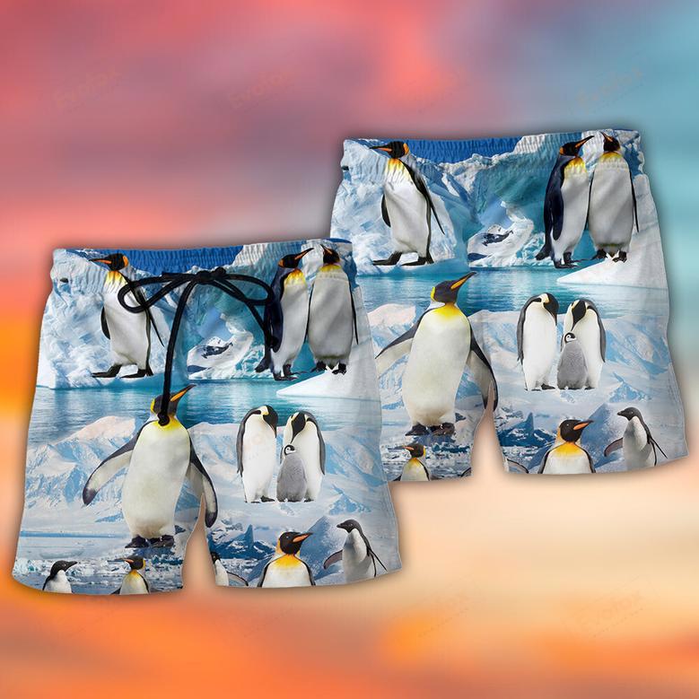 Penguins Cute Style In Snow Beach Short