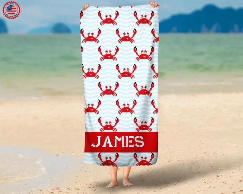 Personalized Crab Name Beach Towels Custom Gift Perfect For Babies